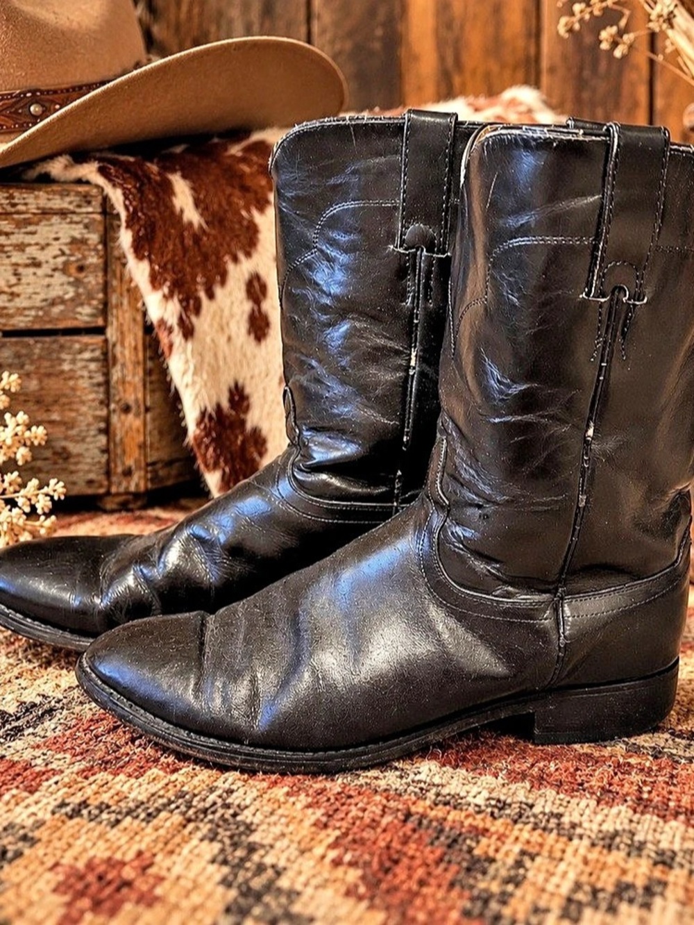 Tony Lama Vintage Black Leather Western Boots Size 10D | Style 770/M | Unisex